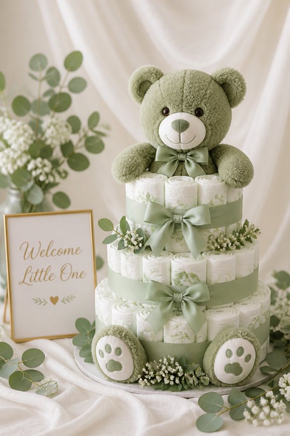 green teddy bear baby shower decor