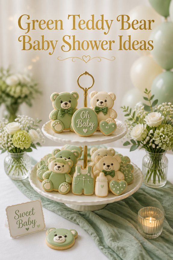 green teddy bear cookies decor