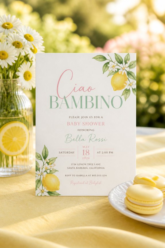 italian themed baby shower invitation
