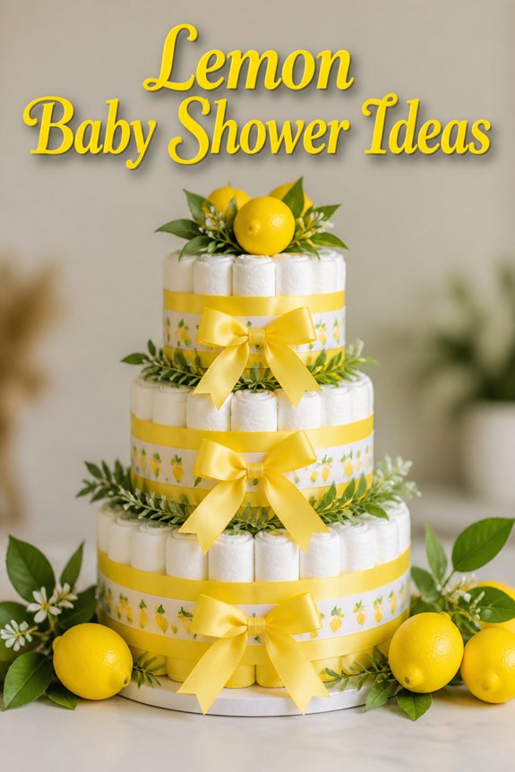 lemon themed diaper cake decor
