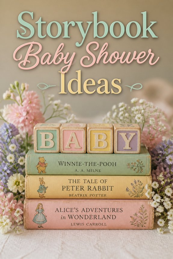 literary themed baby shower decor