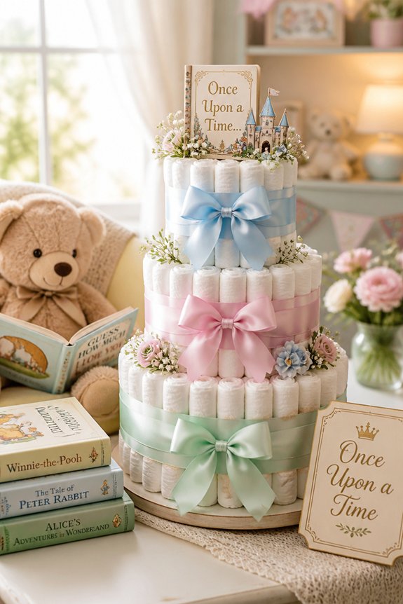 literary themed diaper cake