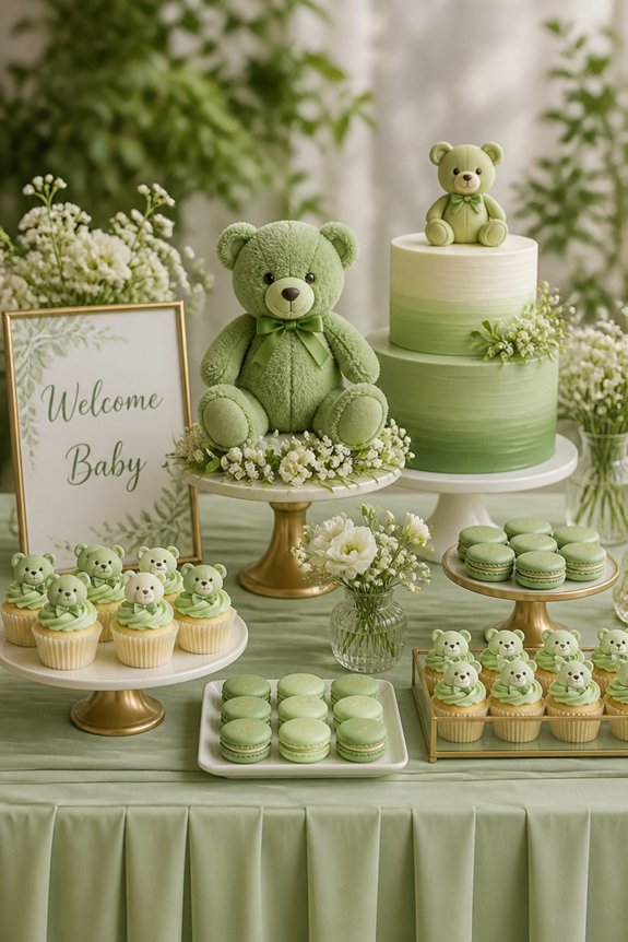 mint green bear themed treats