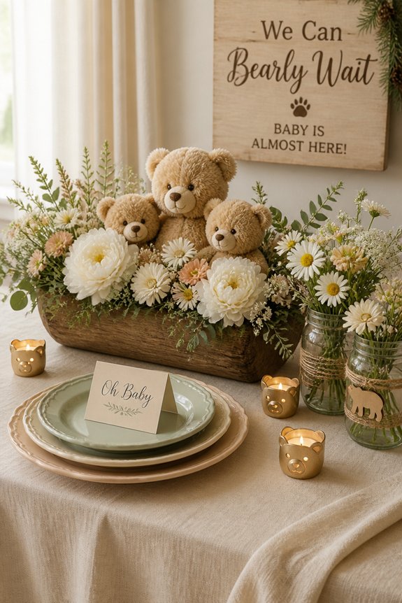 natural bear themed table setting