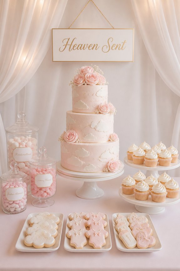 pastel angelic dessert display