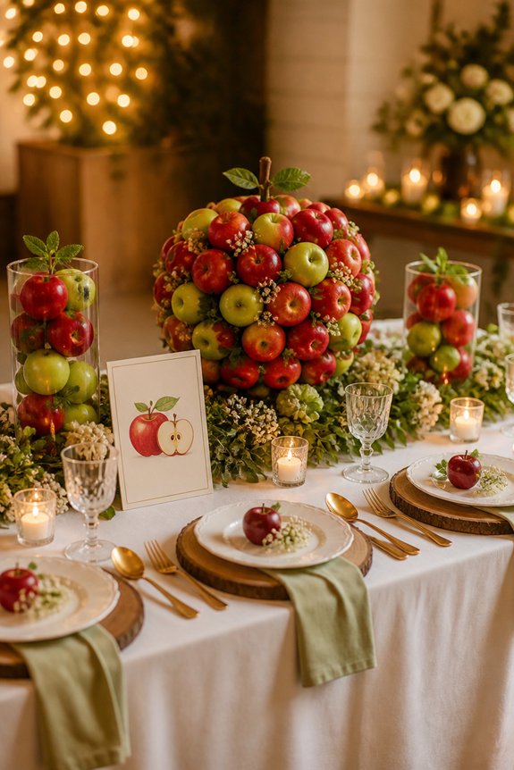 pastel apple themed table decor