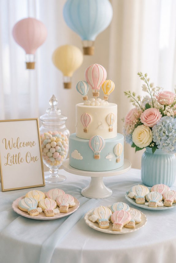 pastel balloon baby shower decor