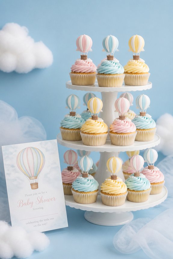 pastel balloon cupcake decorations