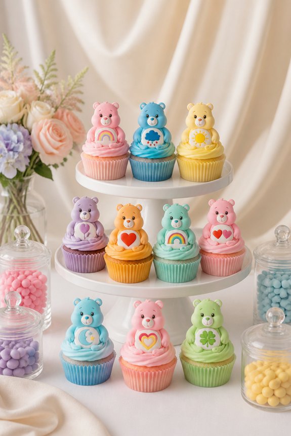 pastel bear cupcake decorations