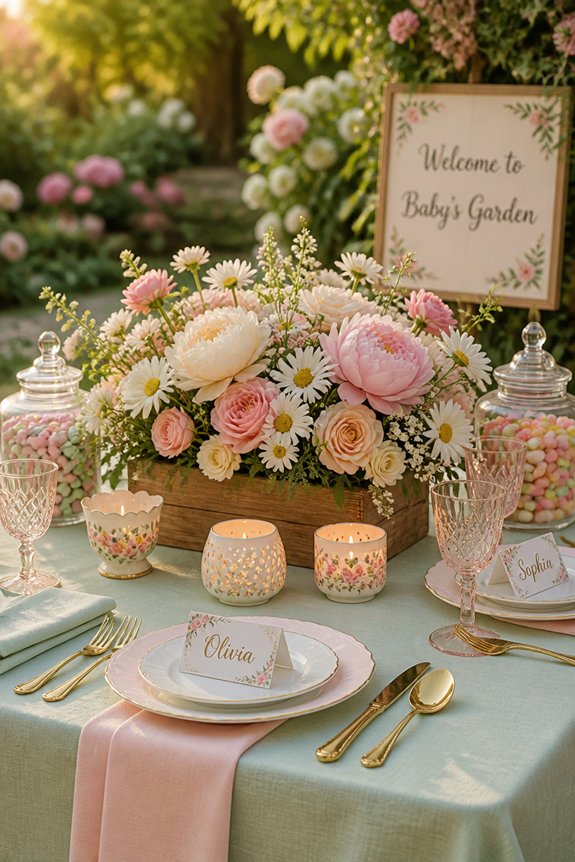 pastel floral outdoor decor
