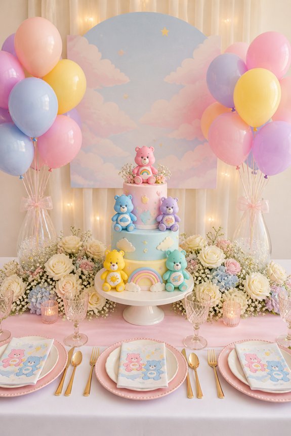 pastel plush rainbow accents