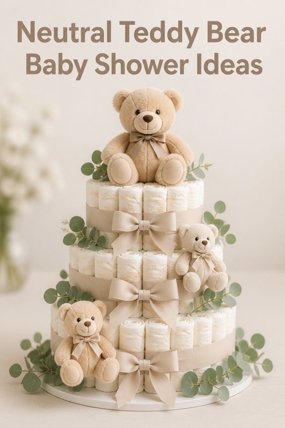 pastel teddy bear diaper cake