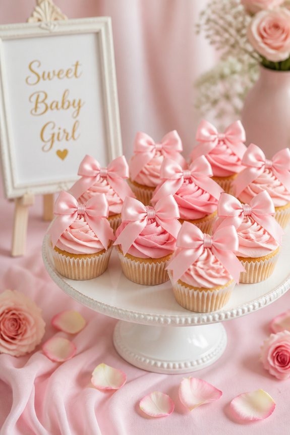 pink bow cupcake decorations