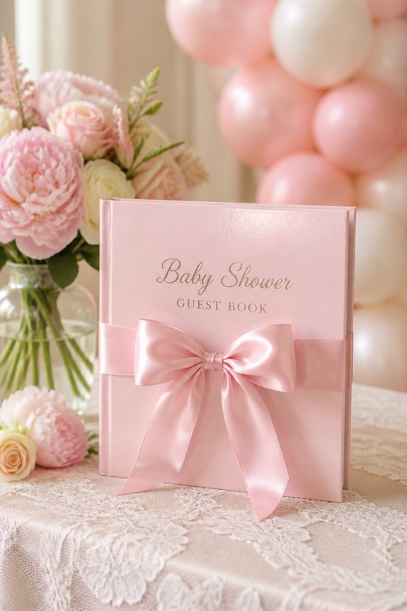 pink bow guest book ideas