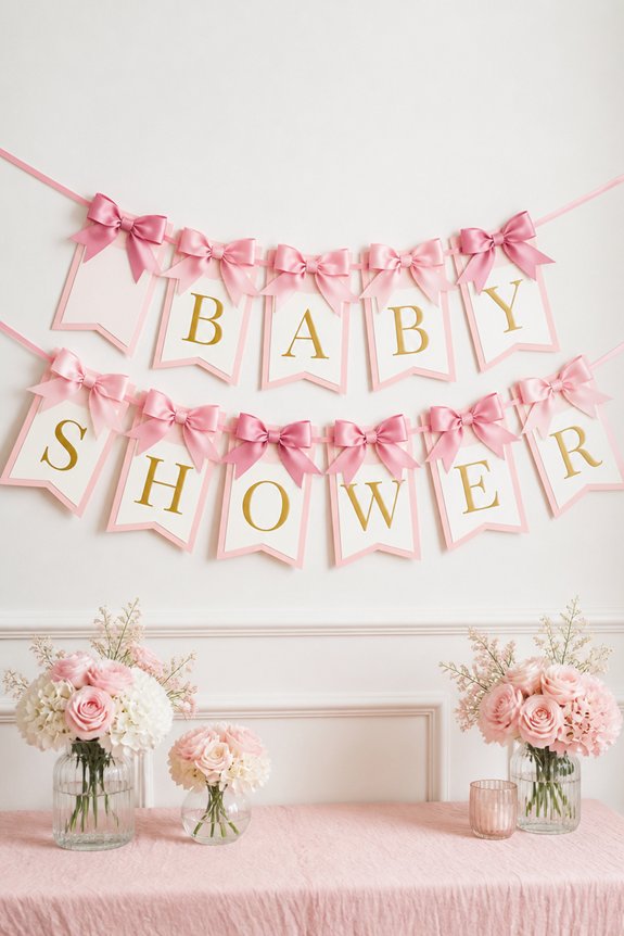 pink bow themed shower decor