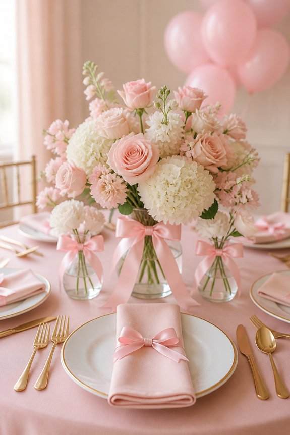 pink ribbons floral accents