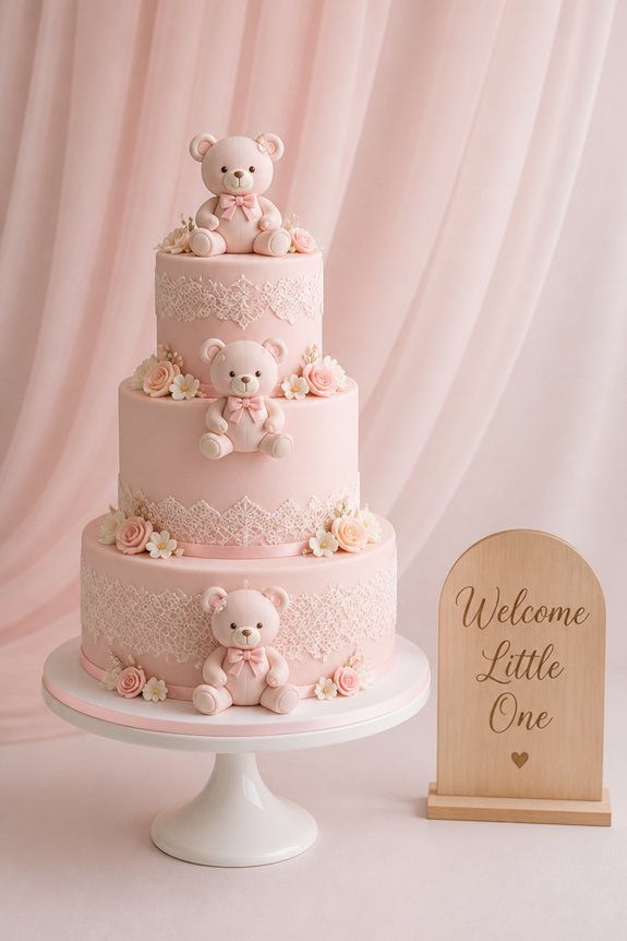 pink teddy bear cake decoration