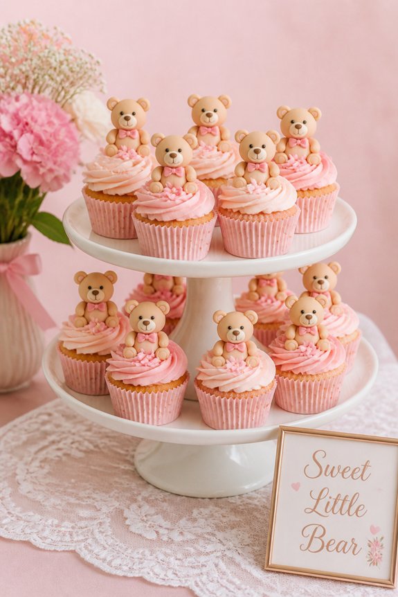 pink teddy bear cupcake decorations