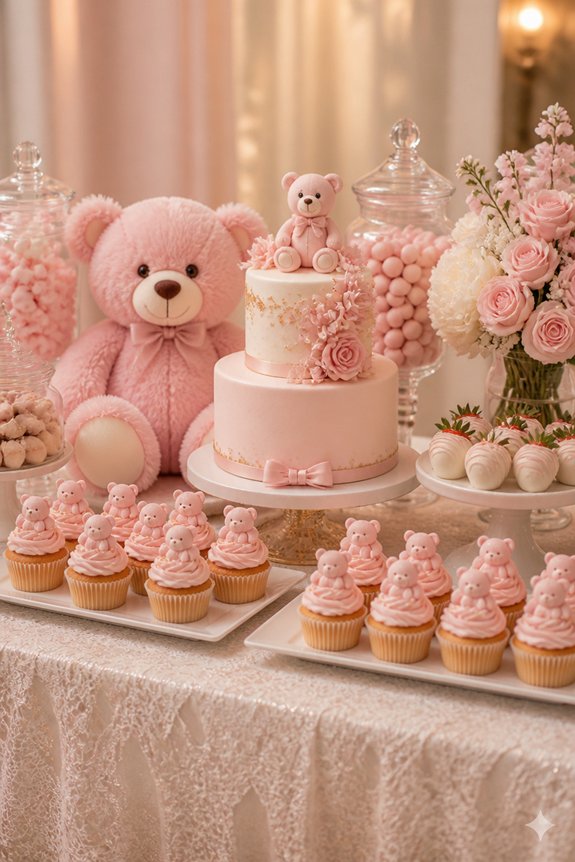 pink teddy bear themed sweets