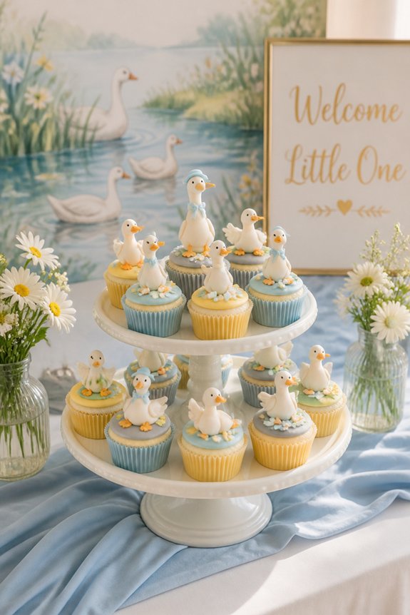 playful decorated cupcake display