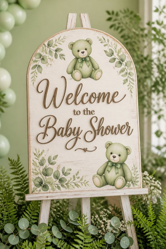 playful green welcome sign