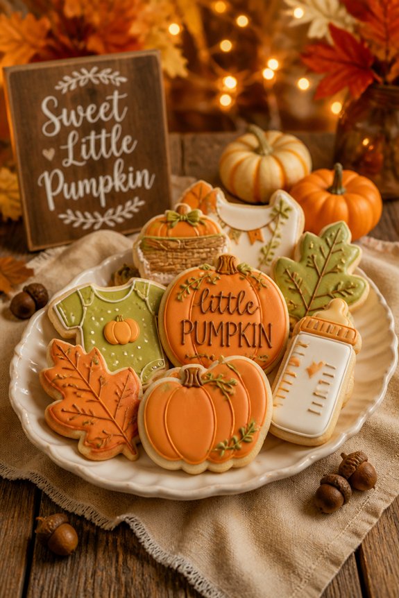 pumpkin shaped cookies with decorations