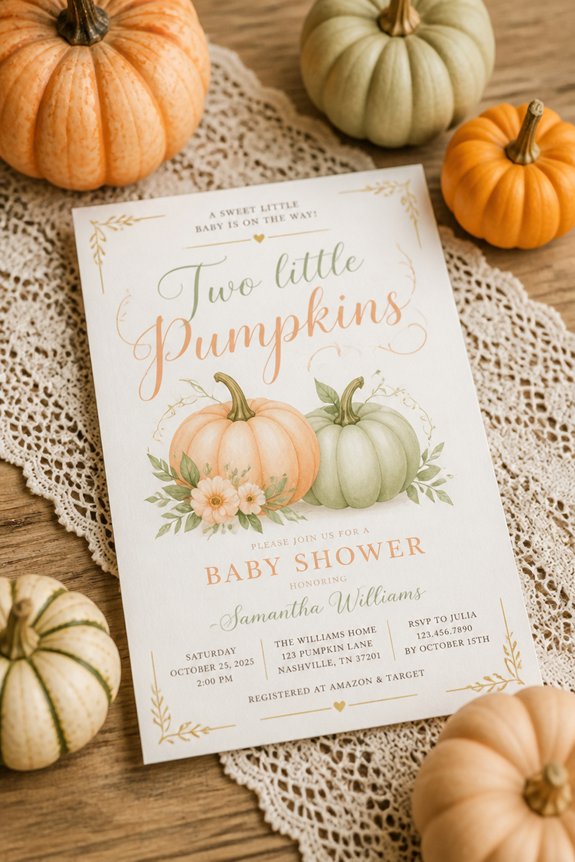pumpkin themed baby shower invitation