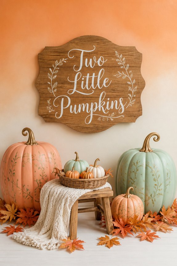 pumpkin themed baby shower setup