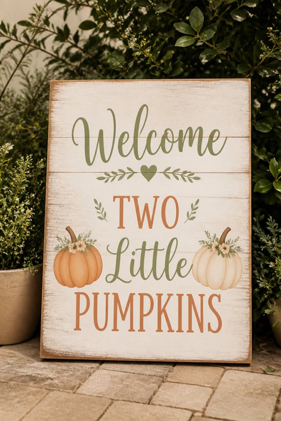 pumpkin themed baby shower sign