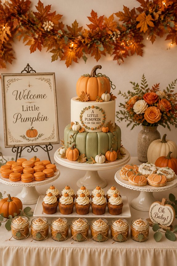 pumpkin themed cozy dessert display