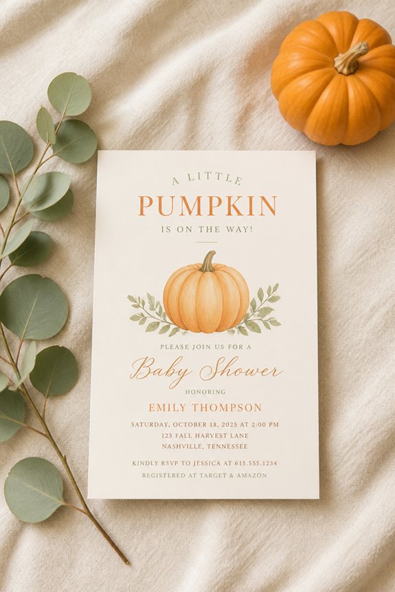 pumpkin themed friendly simple invitation