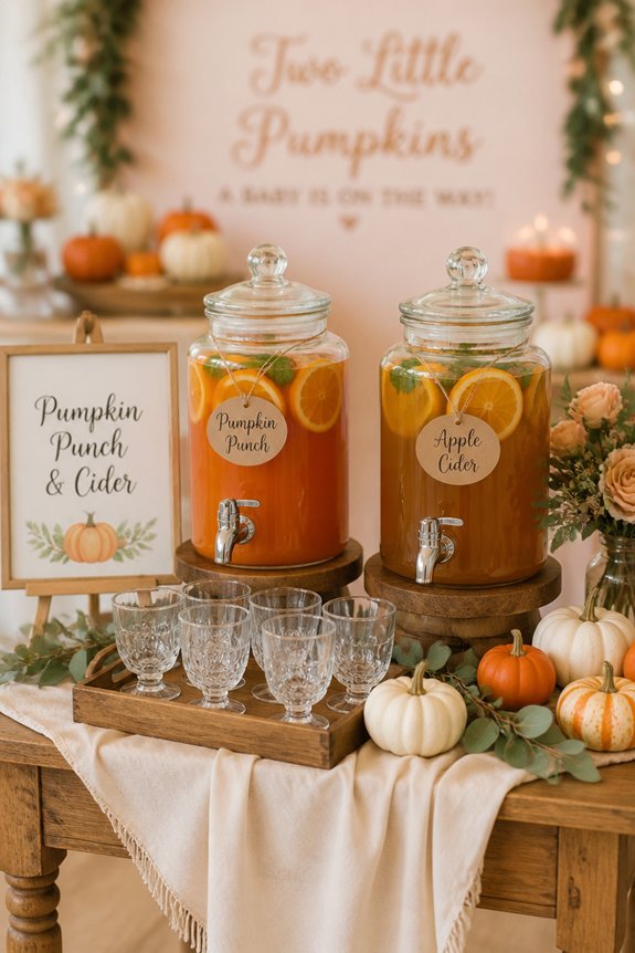 pumpkin themed refreshment station decor