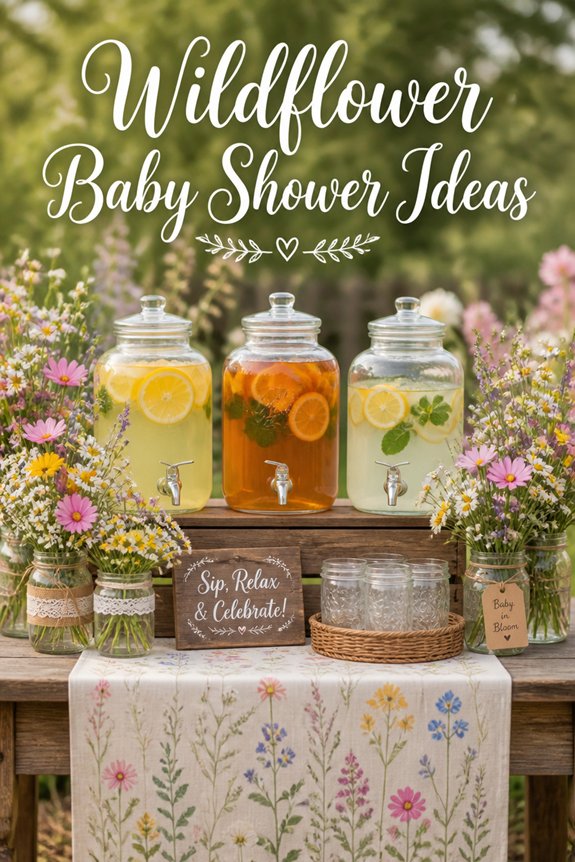 rustic garden themed beverage display