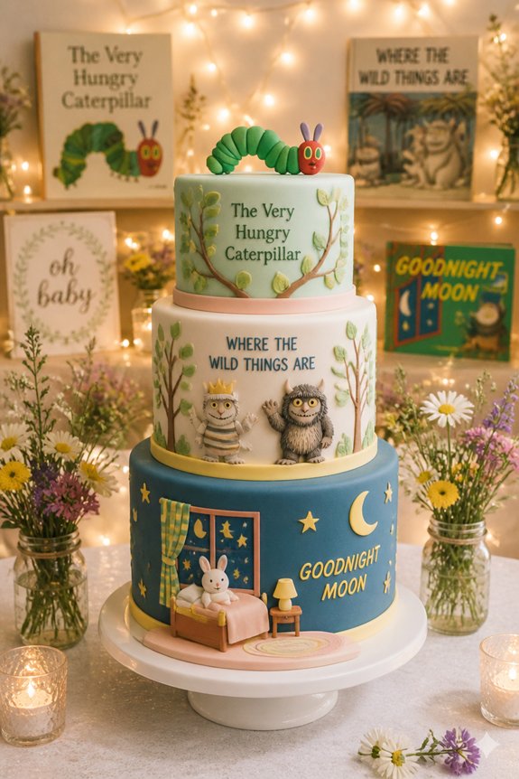 storybook themed baby shower cake