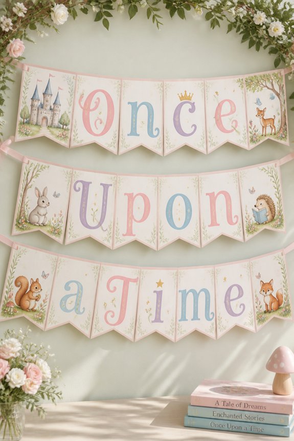 storybook themed baby shower decor
