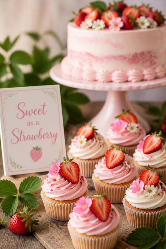 strawberry themed cupcake decorations