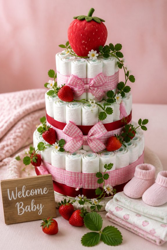strawberry themed diaper centerpiece