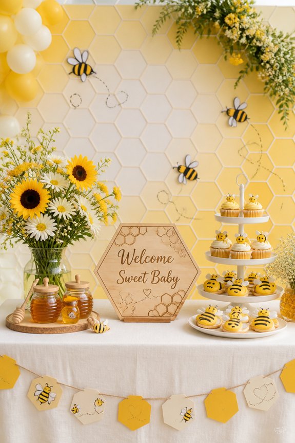 sweet bee themed table decor