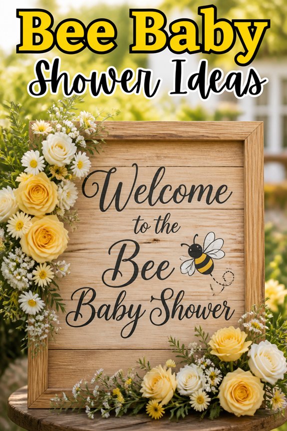 sweet bee themed welcome sign