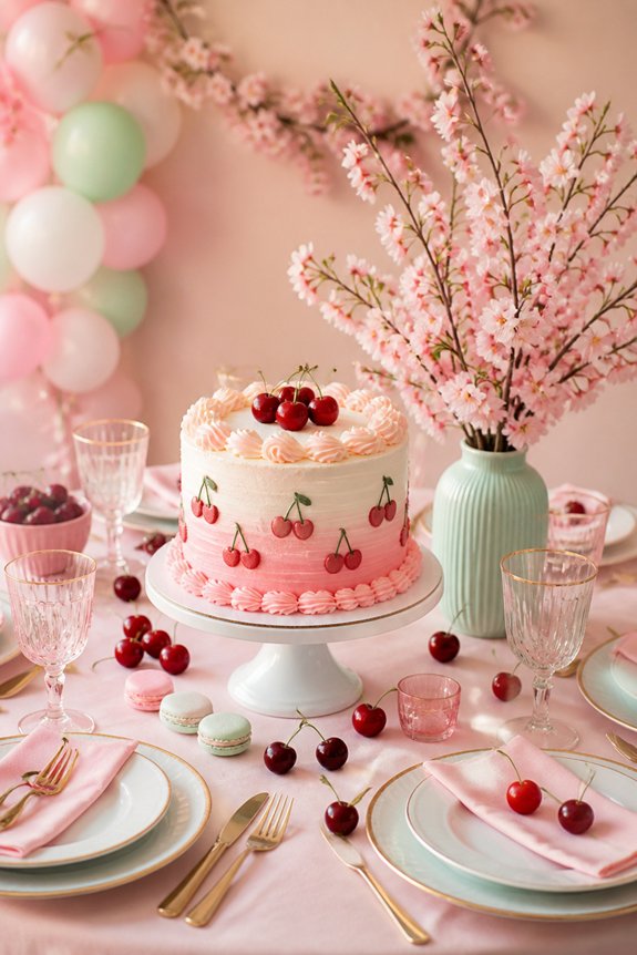 sweet pastel cherry accents