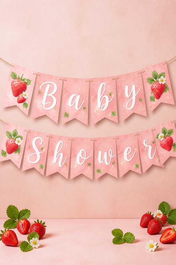 sweet strawberry baby shower banner