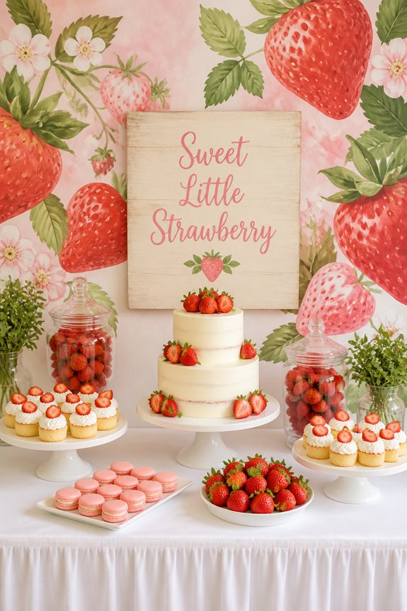 sweet strawberry baby shower decor