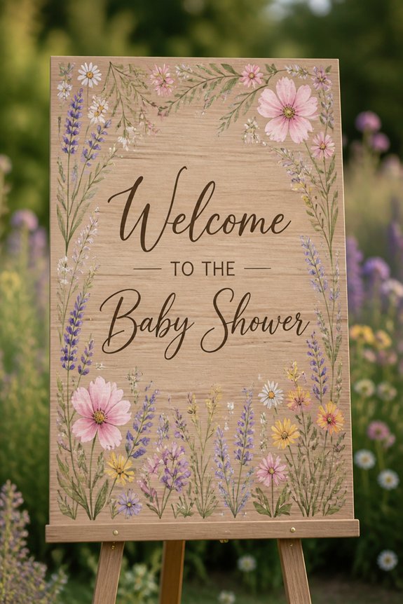 wildflower themed welcoming decor