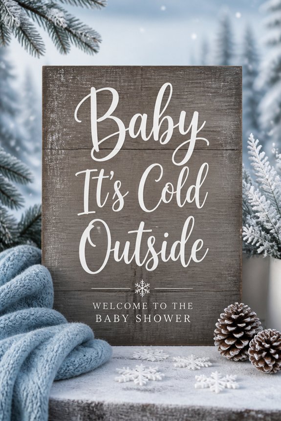winter themed baby shower welcome