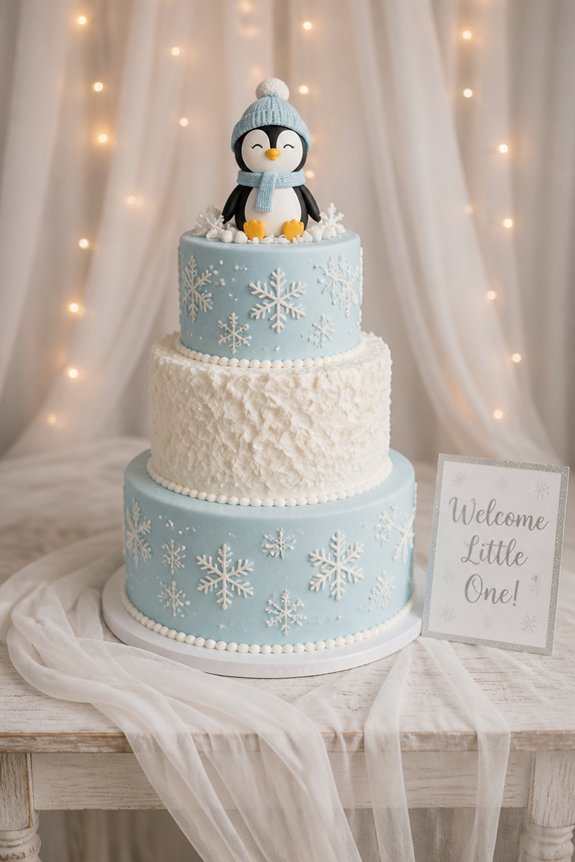 winter themed cozy cake decorations