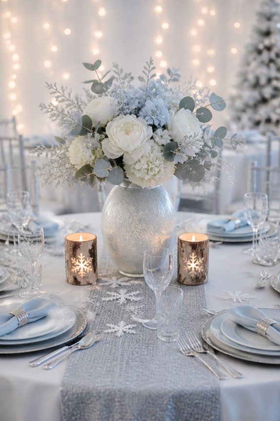 winter themed cozy table setting