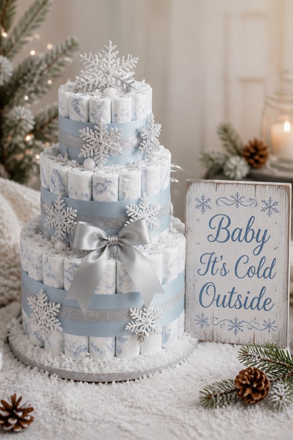 winter themed diaper cake decoration