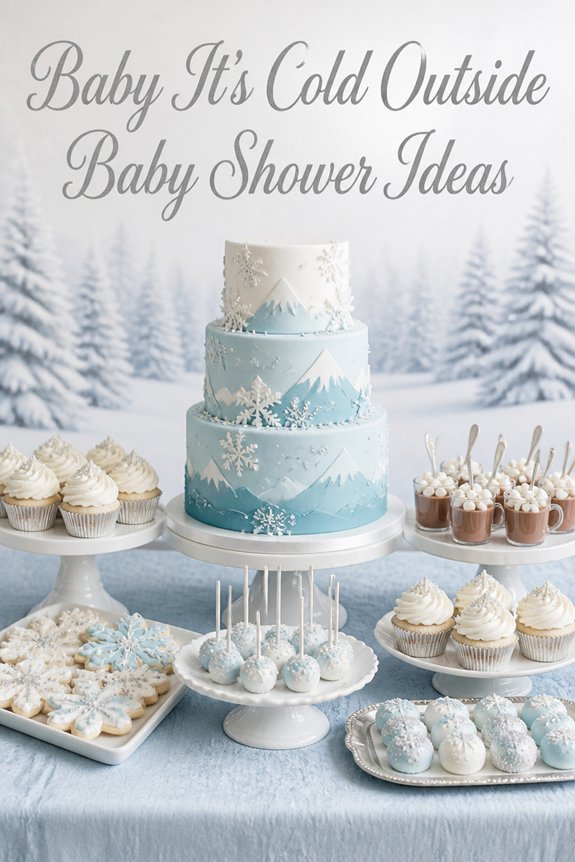 winter themed frosty dessert display