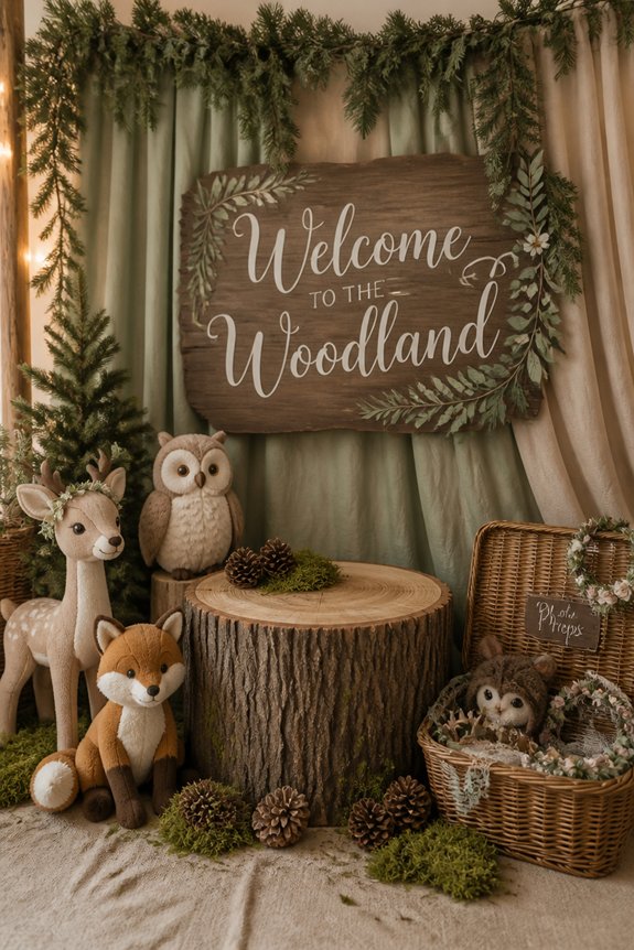 woodland themed cozy photo backdrop