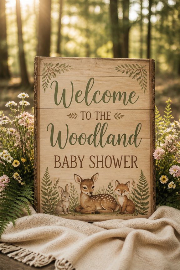 woodland themed cozy welcome signs